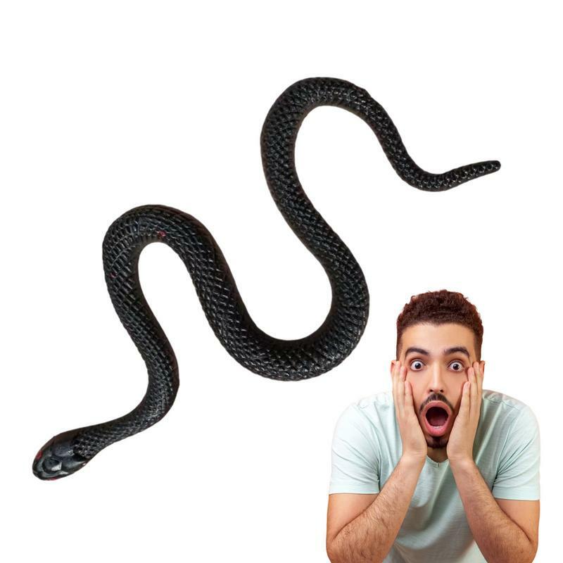 Toy Snake Black Fake Rubber Snake For Prank Halloween Snake Toys Funny Prank Props Lightweight Rain Forest Snakes For Garden To