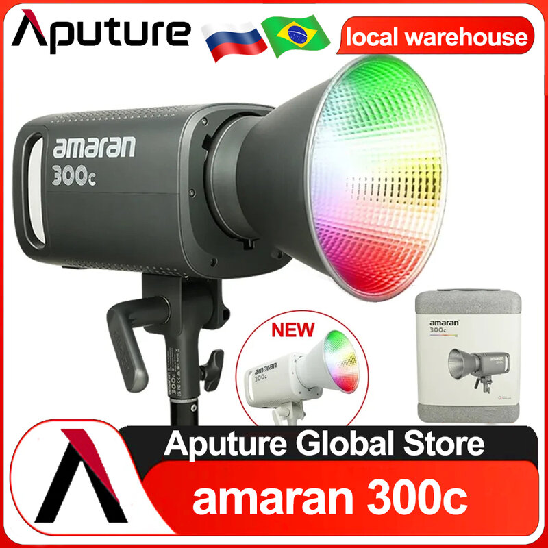 Aputure-Amaran 300c 300W RGBWw Luz de vídeo COB colorida, 2500-7500K, 150c, RGB Fill Light com controle de aplicativo de ajuste G e M