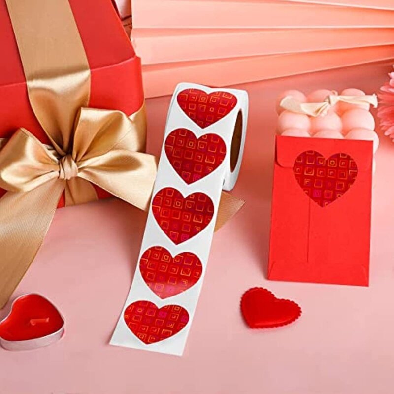 قطعة/لفة ملصقات على شكل قلب، ملصقات على شكل حب، ملصقات ذاتية اللصق لبطاقات الهدايا، ختم المغلف، حزمة الهدايا