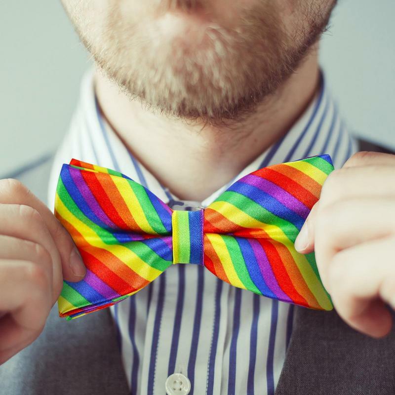 LGBTQ pelangi dasi kupu-kupu Gay Pride dasi kupu-kupu mode kasual pernikahan dasi kupu-kupu Cravat untuk pesta LGBT Gay Lesbian Pride