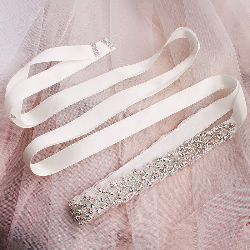 Wedding Belts Crystal Rhinestone Dress Satin Diamond Belt Bride Bridesmaids Party Dress Accessories for Women Bridal Ribbon Sash