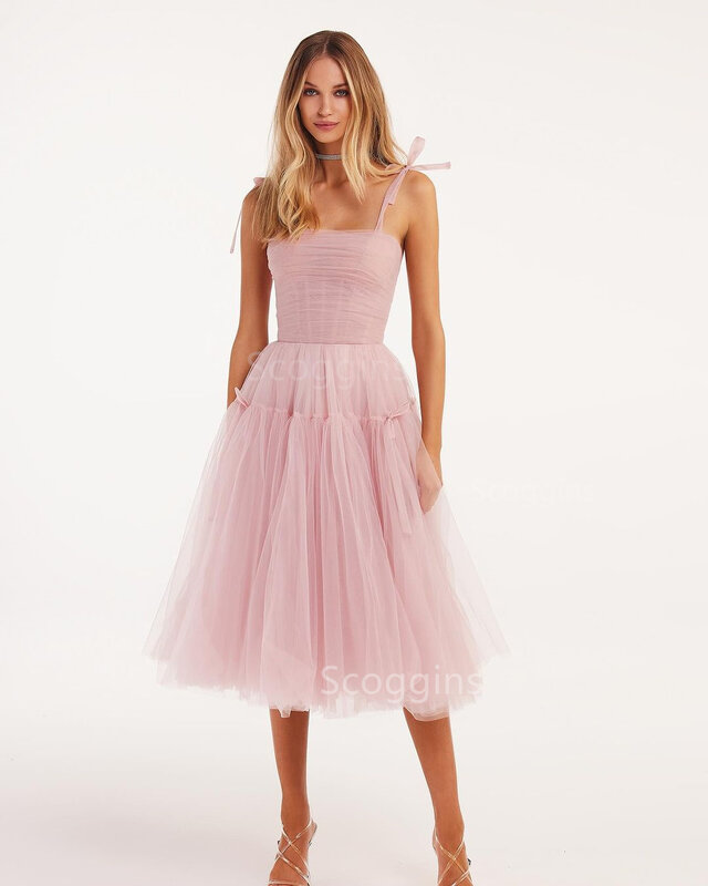 Dresses For Prom Weeding Pink Prom Dress Spaghetti Strap Sexy Backless Tiered Suspender Tulle Party Gowns Female Vestido