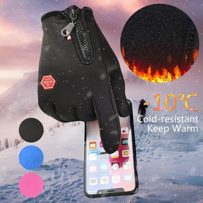 2023 inverno caldo Touchscreen guanti da uomo sport pesca impermeabile sci esercito bici Snowboard sci Skid Zipper guanti da donna