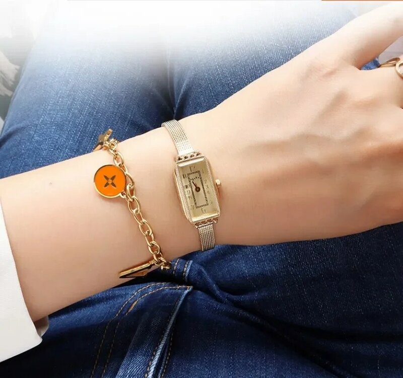 Reloj de oro de 24K para mujer, pulsera de latón de estilo simple japonés, sin decoloración, resistente al agua, regalo para amante y esposa, 2024