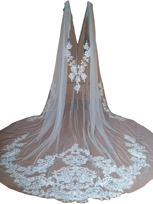Wedding Capes Lace Bridal Veils Appliques Bridal Wraps Cathedral Length Wedding Cloak