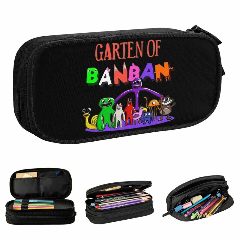 Garten กล่องดินสอ Banban สำหรับคนรักเกมน่ารักกล่องใส่กระเป๋าปากกาที่เก็บของขนาดใหญ่อุปกรณ์การเรียนกล่องดินสอมีซิป