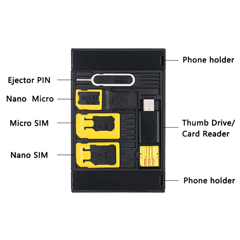 Creditcardformaat Slanke Sim-Adapterkit Met Tf-Kaartlezer En Simkaarthouder Uitgeworpen Pin Sim-Kaarthouder Voor Iphone Huawei Xiaomi