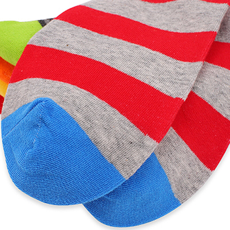 Calcetines de vestir divertidos para hombre, calcetines de algodón peinado a rayas coloridas, calcetines casuales transpirables, paquete de 5 pares