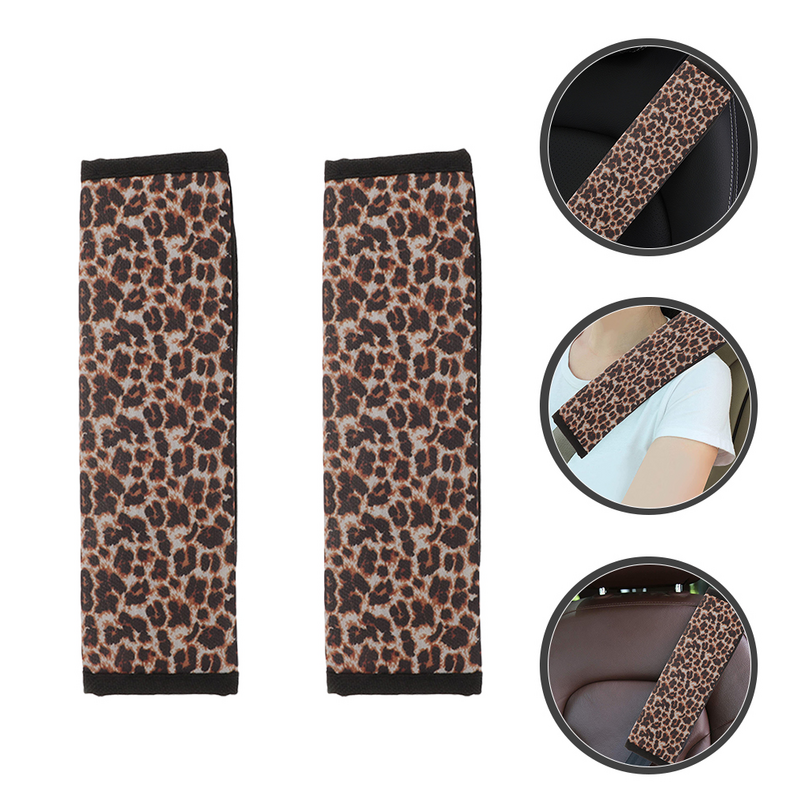 Almohadillas para cinturón de seguridad de leopardo, accesorios para coche, 2 piezas