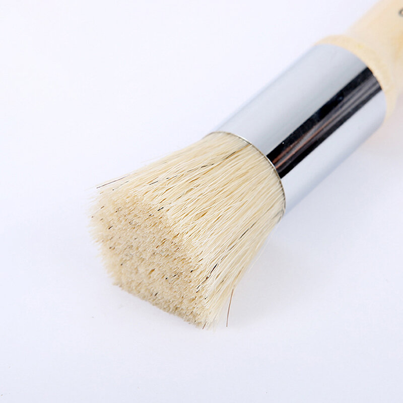 3PCS Set Wooden Stencil Brush Chalk Paint Natural Pure Hog Bristle brush Round