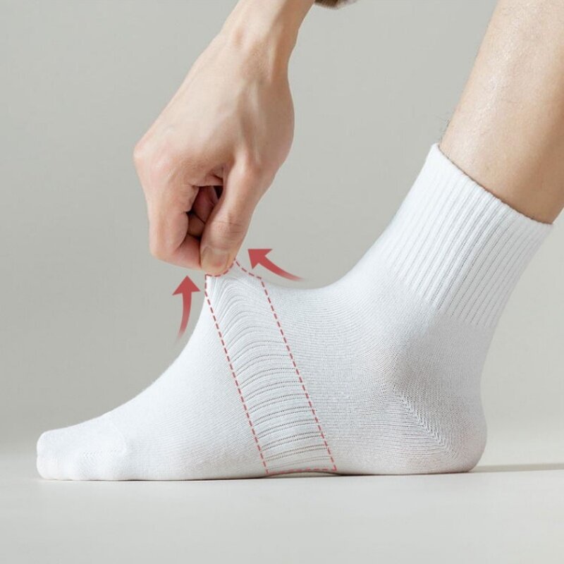 5 paia di calzini Unisex a tinta unita medi in cotone Business calzini alla caviglia da donna traspiranti antiodore di alta qualità da uomo