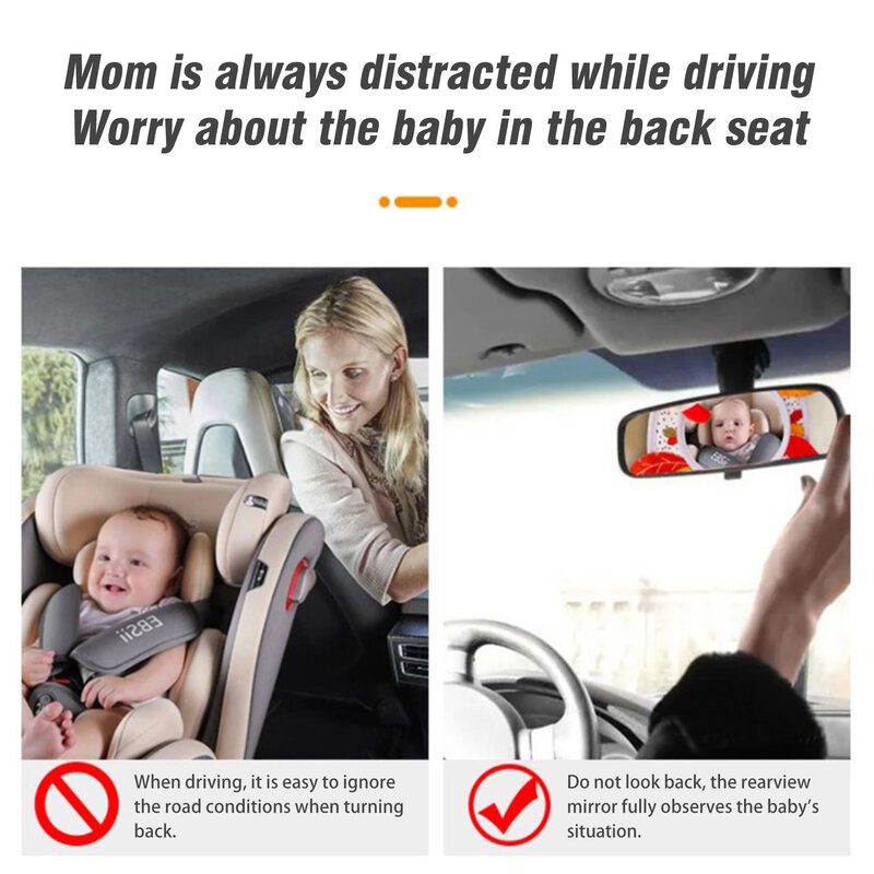 Haha – miroir de siège de voiture pour bébé, avec hochets, anneau de dentition, jouets, ventre plat, renard, hibou, pour sièges de voiture, berceaux et poussette
