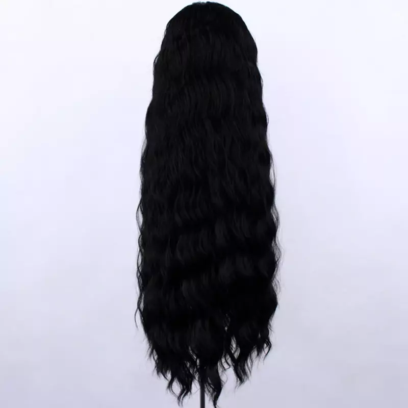 Peluca de encaje frontal de onda de agua para mujeres negras, pelucas de Cosplay sintéticas, fibra de alta temperatura, Blanco/negro