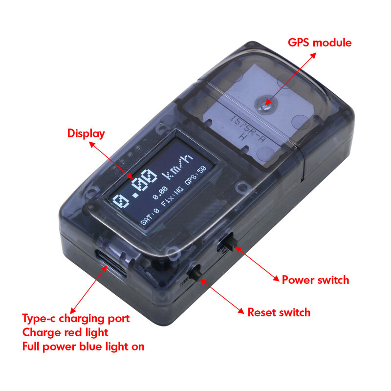 ZMR detektor kecepatan GPS spidometer, baterai Built-in LIPO untuk pesawat Model RC FPV balap drone gaya bebas, suku cadang DIY