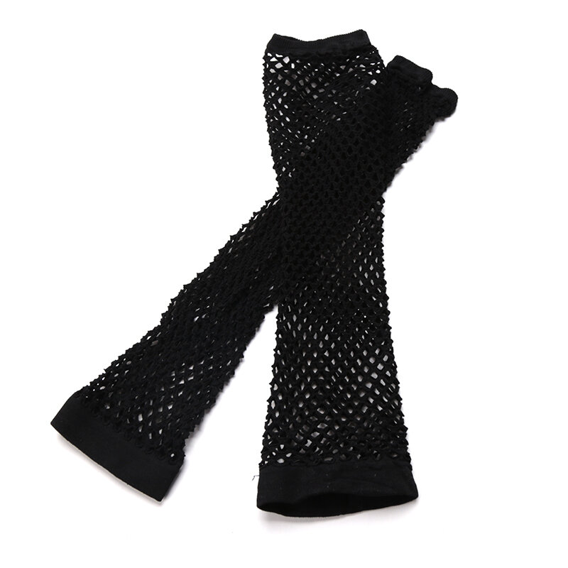 1 paio di guanti lunghi senza dita a rete al Neon con polsino del braccio della gamba vestito operato per le donne Sexy ragazze Punk Goth guanti in rete da ballo
