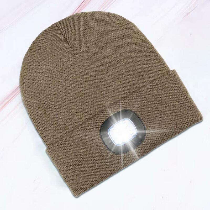 Elastic Beanie Hat Usb Rechargeable Led Knitted Beanie Hat for Women Winter Warm Windproof Brimless Hat with for Outdoor