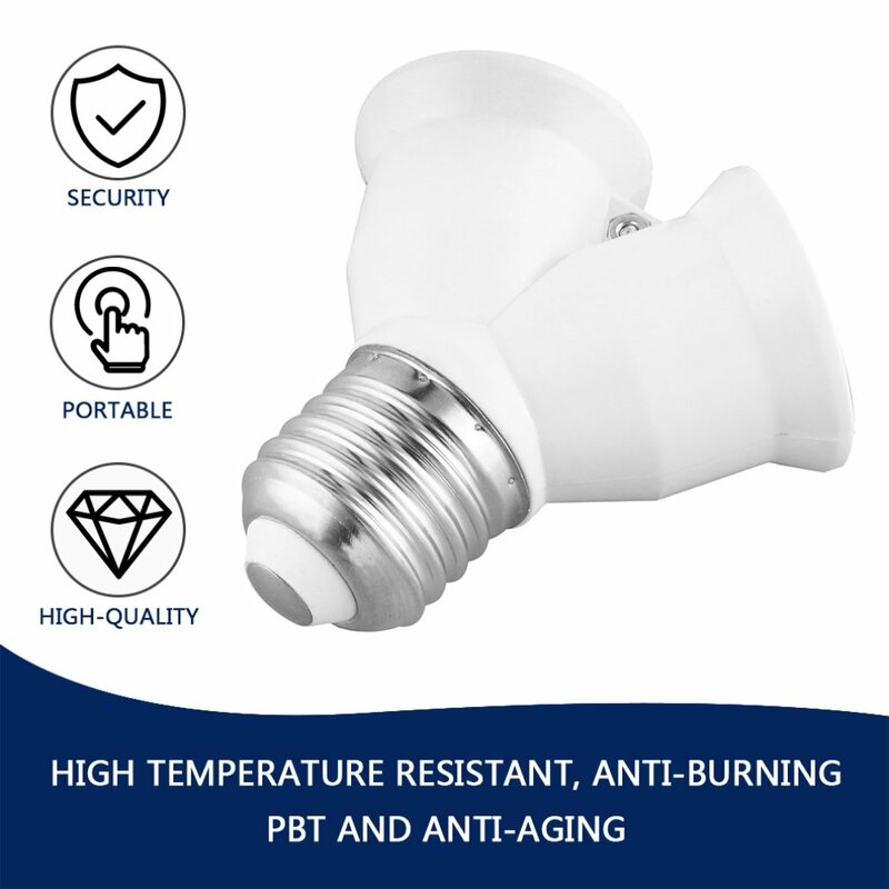 E27 to E27 One-Divided-Two Light Bulb Base Y Shape Lamp Bulb E27 Splitter Lamp Holder Adapter Light Holder Converter