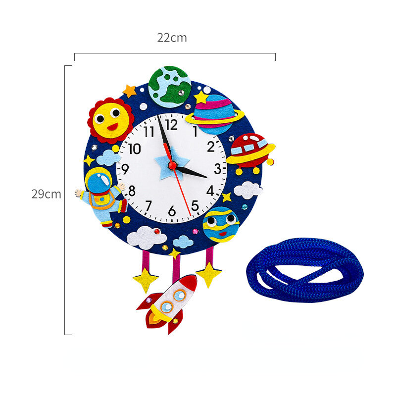นาฬิกาการ์ตูนสำหรับเด็กนาฬิกาแฮนด์เมดแบบทำมือวัสดุของเล่นโรงเรียนอนุบาลเข้าใจเวลาสอนเอดส์