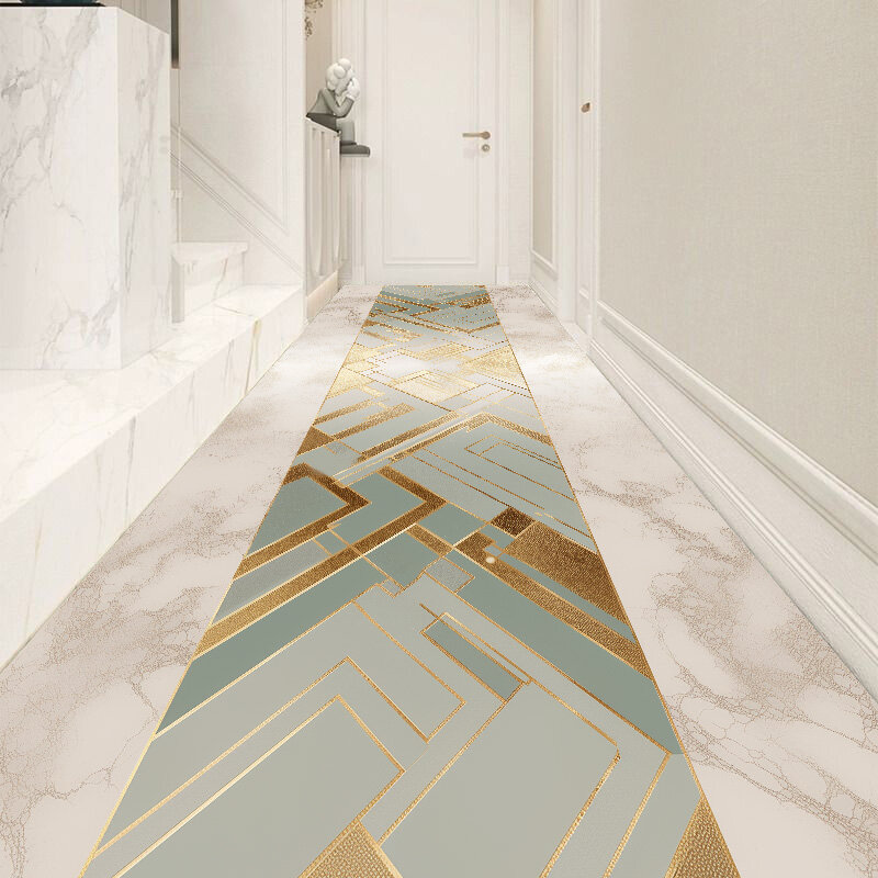 Tappeto lungo corridoio in oro nero di lusso tappeto da corridoio europeo e americano tappeto antiscivolo Runner tappetino lavabile tappeto personalizzato