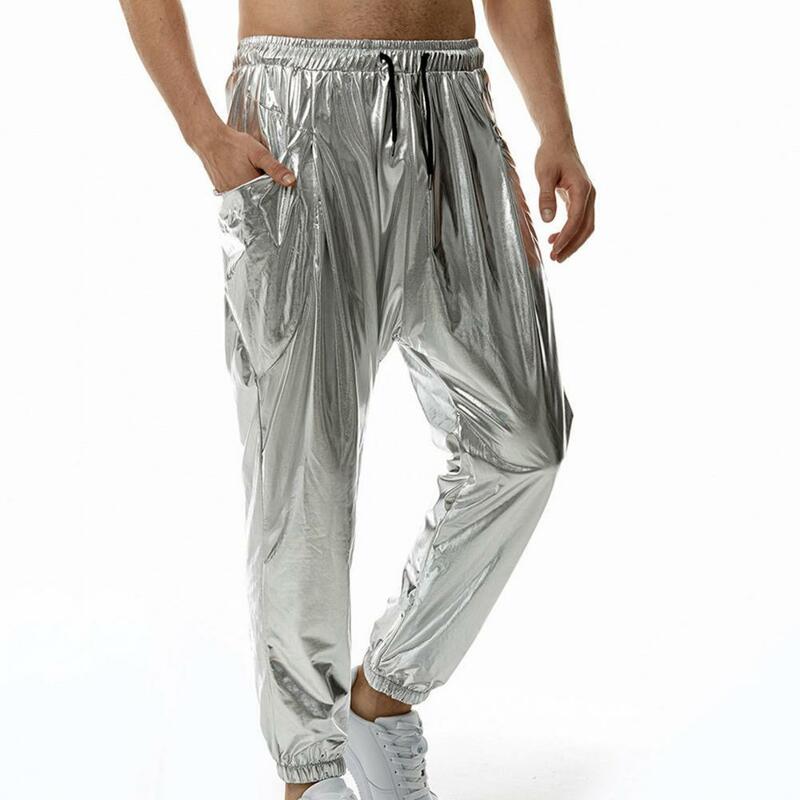Sweatpants Stylish Men's Drawstring Harem Pants with Elastic Waist Side Pockets Soft Breathable Jogging Trousers for Casual