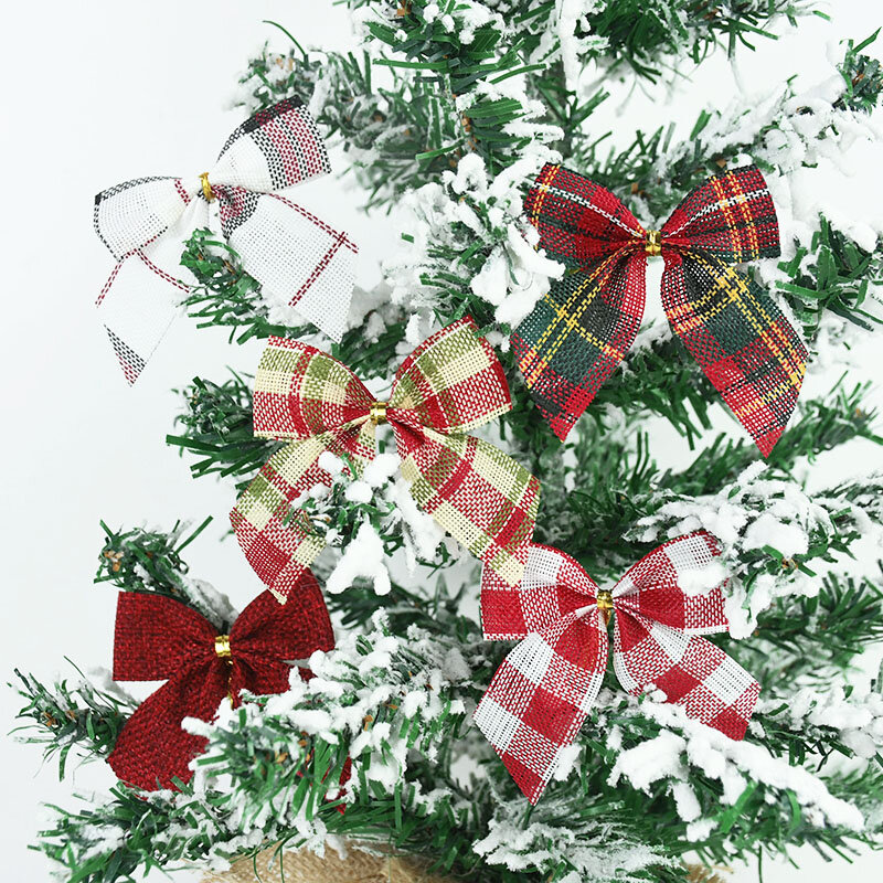 Lazos de polvo dorados de Navidad, adornos de lazo estampados para árbol de Navidad, cinta de purpurina, decoraciones para árbol de Navidad, 10/20 Uds.