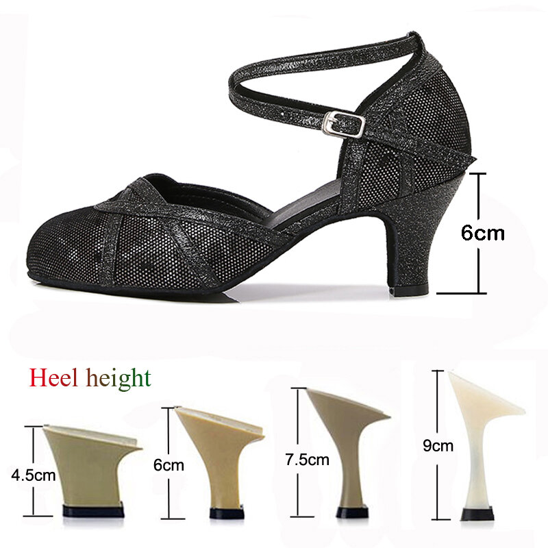Nowa buty w stylu latynoskim damska Salsa Tango impreza balowa na obcasie damskie czarne srebrne trampki do tańca buty outdoorowe