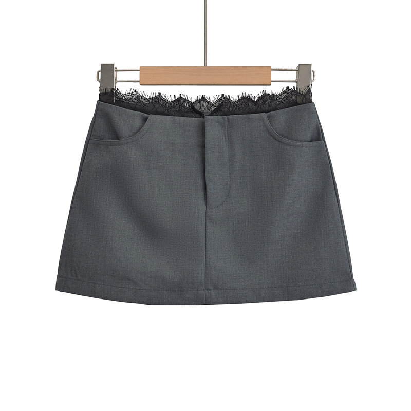 Czarne krótka spódniczka dla kobiet letnie ubrania damskie 2024 spódnica ołówkowa y2k koreańska spódnica koronka japońska mikro spódnice kawaii