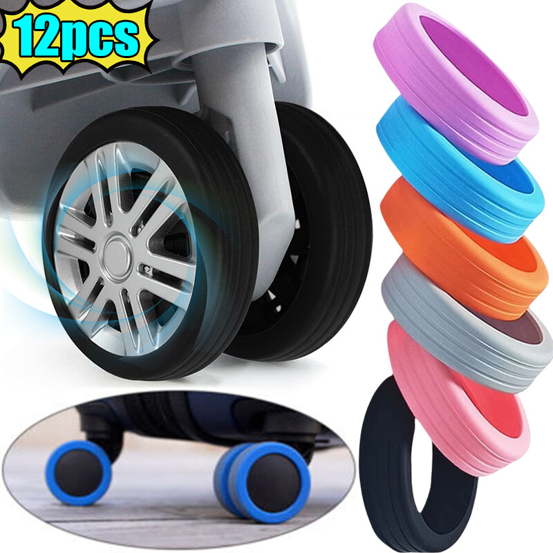 Silicone Travel Luggage Caster Shoes with Silent Sound Suitcase Wheels Protection Cover Trolley Box Casters Cover Accessory