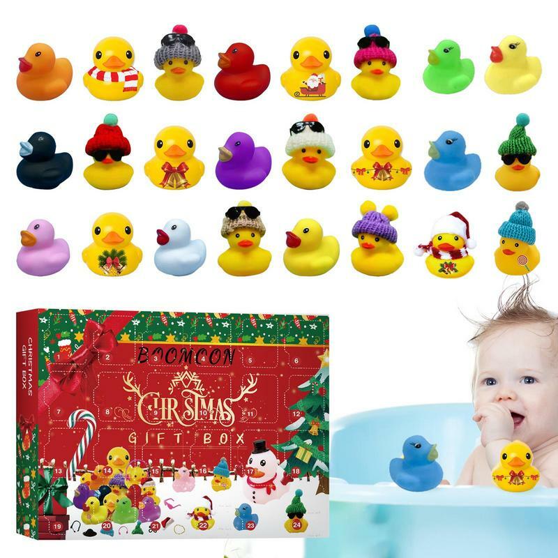 24 dni świąteczny kalendarz adwentowy 24 szt. Zestaw zabawnych kaczuszków świąteczne odliczanie zabawki prezenty dla dzieci rodziny