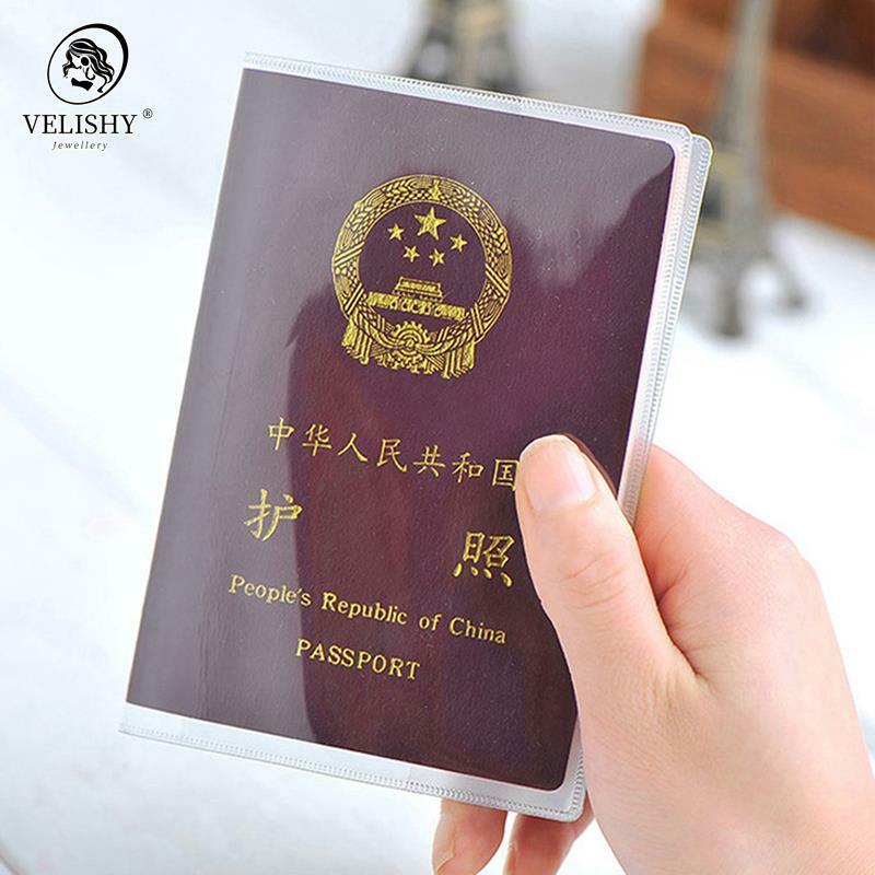 Porte-passeport de voyage transparent, porte-cartes de crédit d'affaires, porte-cartes d'identité en PVC étanche, étui en poudre, D343, 1 PC