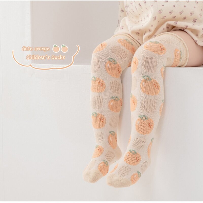 Nuovi calzini per bambini calzini al ginocchio in rete primavera estate calzini Anti-zanzara calzini lunghi modello di frutta traspirante carino