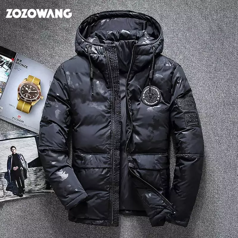 Zozowang เสื้อคลุมกันลมสำหรับผู้ชาย, เสื้อคลุมกันลมเสื้อโค้ทขนเป็ดหนาแจ็คเก็ตฤดูหนาว2023ใหม่