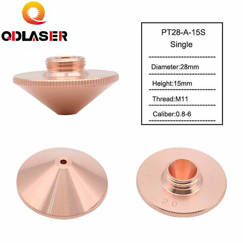 QDLASER-Cabeça de corte do bocal do laser para fibra Precitec WSX, única e dupla camada, diâmetro 28mm, calibre 0.8-6.0, P0591-571-0001