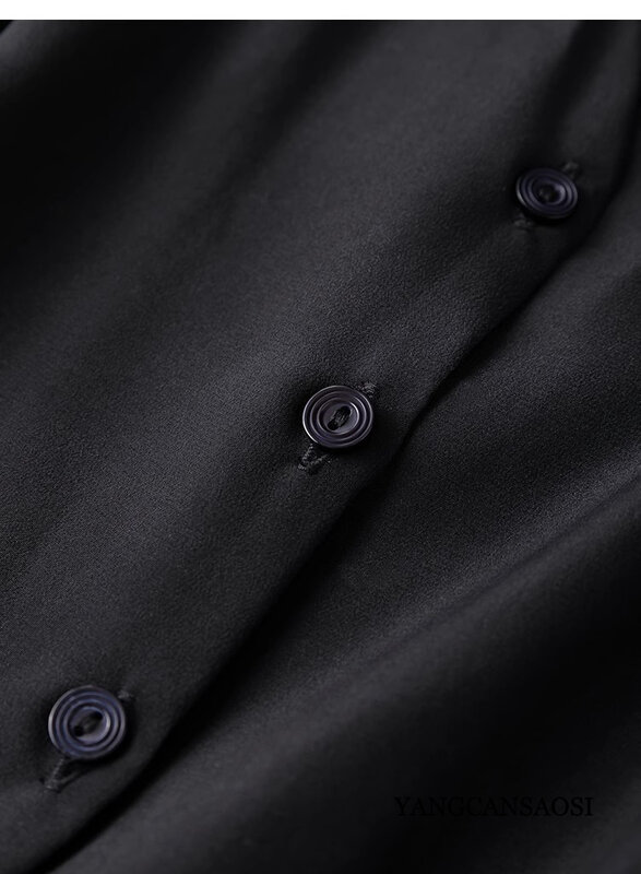 Женская Офисная рубашка из 2024 натурального шелка, крепдешина с V-образным вырезом и рукавами-пузырями, французская рубашка с короткими рукавами и завязками на талии, новинка 100%