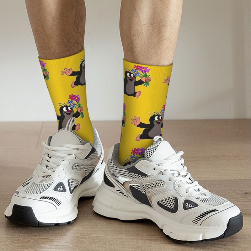 Kaus kaki uniseks nyaman cetak 3D, kaus kaki empat musim menarik motif Krtek Susan Wurf kecil