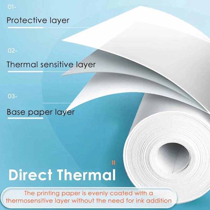 Papier Adhésif Thermique de Poche pour Mini Imprimante, Autocollant Auto-Imprimable, 57x25mm, 10 Pièces