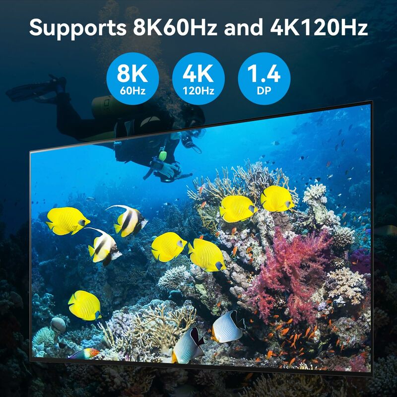 8K@60Hz DP KVM Switch 3 Monitors 2 Computers Displayport KVM Switches USB 3.0 KVM Switches DP 1.4 Monitor Switch for 2 Computers