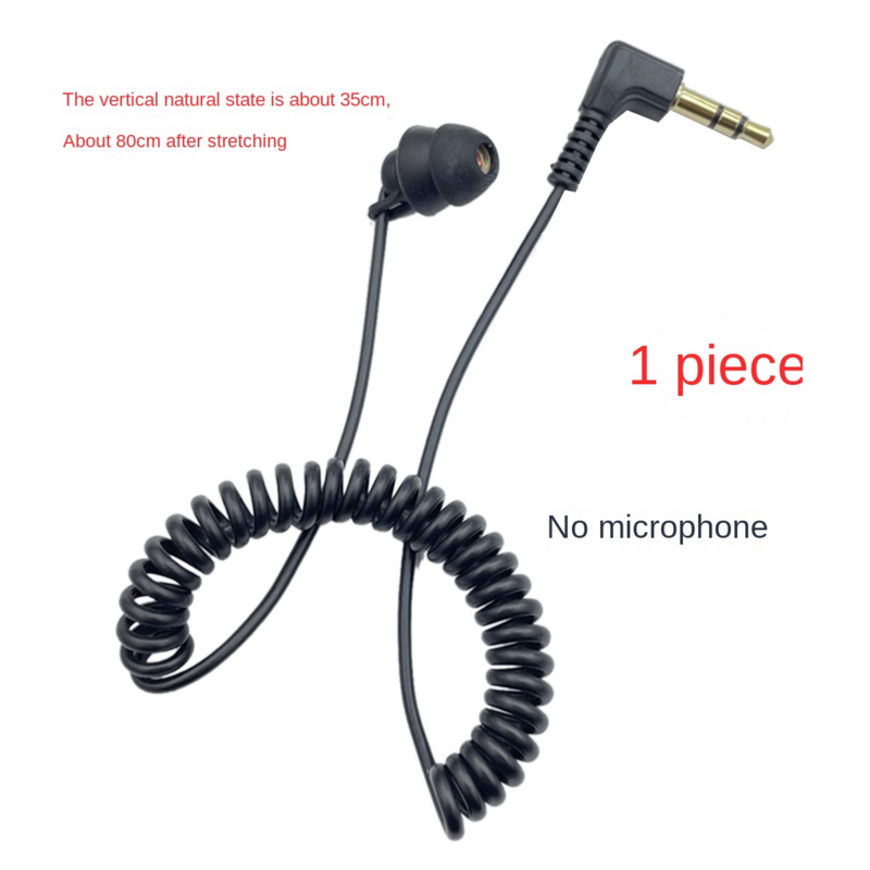 Earphone pegas 3.5mm, headphone sisi tunggal earbud berkabel untuk komputer MP3 ponsel
