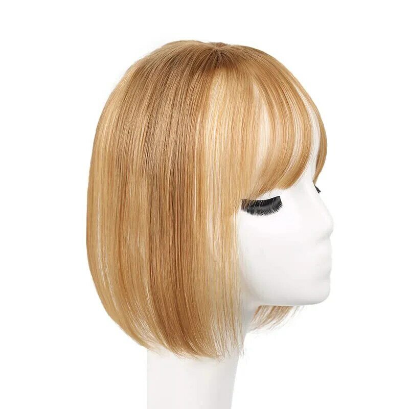 Women's Hair Accessories 100% Human Hair Top Hair Clip and bangs wig piece for sparse hair