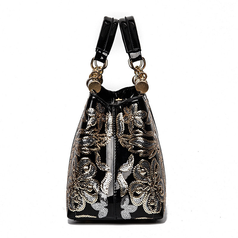 Amelish novo couro de patente de luxo bolsa feminina designer moda casual bolsa feminina grande capacidade ombro mensageiro saco
