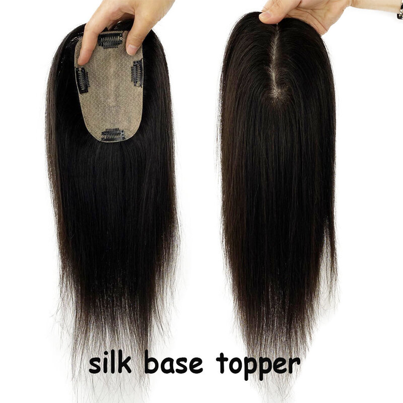 9x14cm Topper rambut dasar kulit Eropa Virgin dengan klip pada rambut palsu atas kulit kepala wanita untuk rambut tipis bagian bebas hiasan rambut