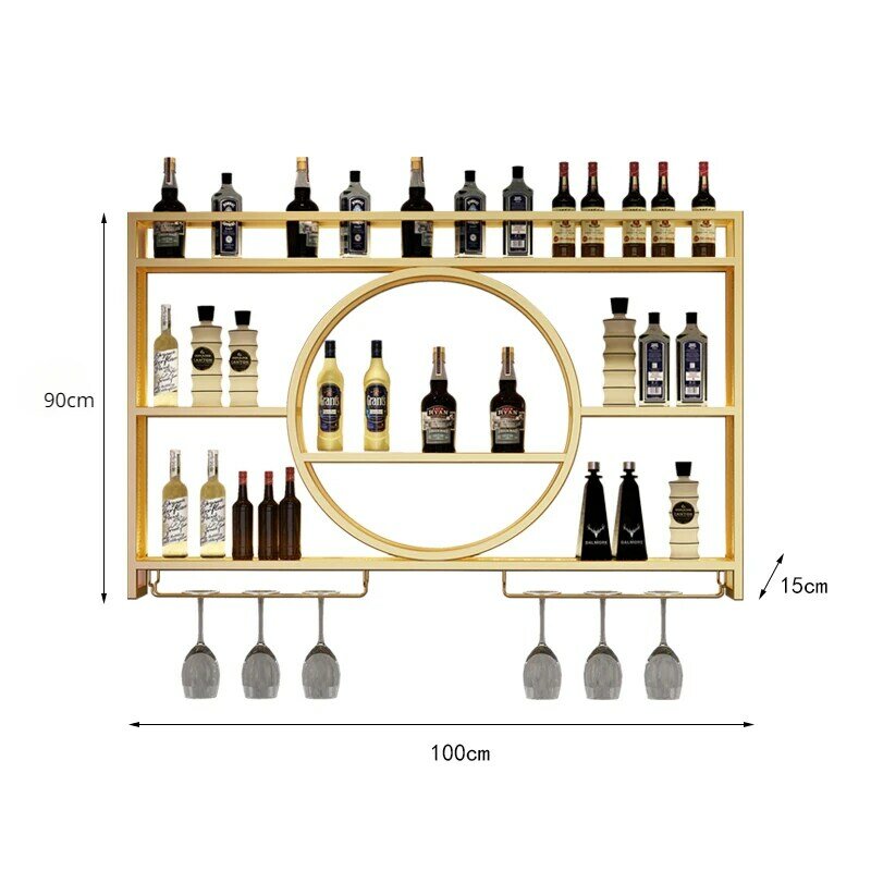 Gold Hanging Wine Bar Cabinet Metal Modern Vertical Commercial Bar Shelf Beer Restaurant Home Stojak Na Wino Bar Decorations