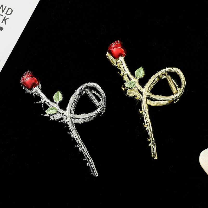 Movie Beauty And The Beast Hair Claw Hair Clip Princess Bell Elegant Rose Metal Geometric Hollow Out Hair Accessories For Women
