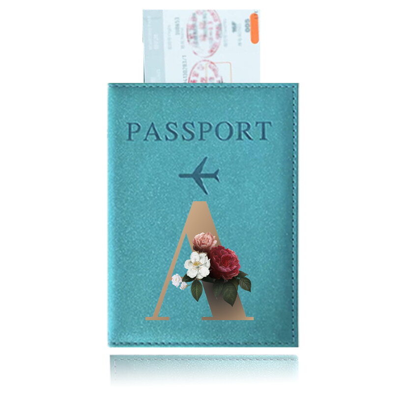Funda para pasaporte de viaje, soporte antiarañazos para documentos, almacenamiento de boletos, Serie de patrones de letras Protectorgold