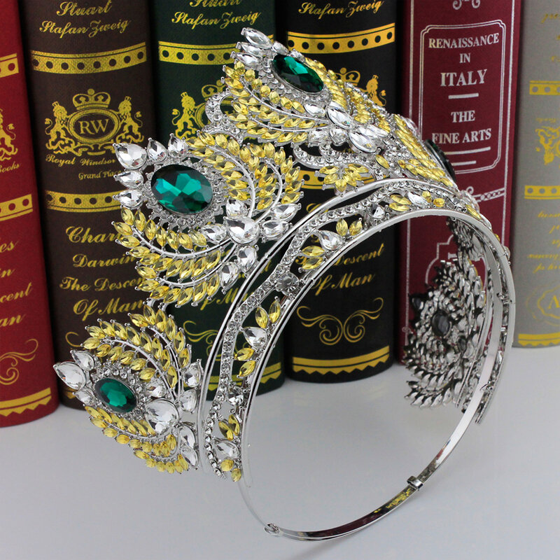 Oversized Bridal Crown Hair Ornaments Large Round Lightweight Wedding Crown for Masquerade Ball Banquet Cosplay