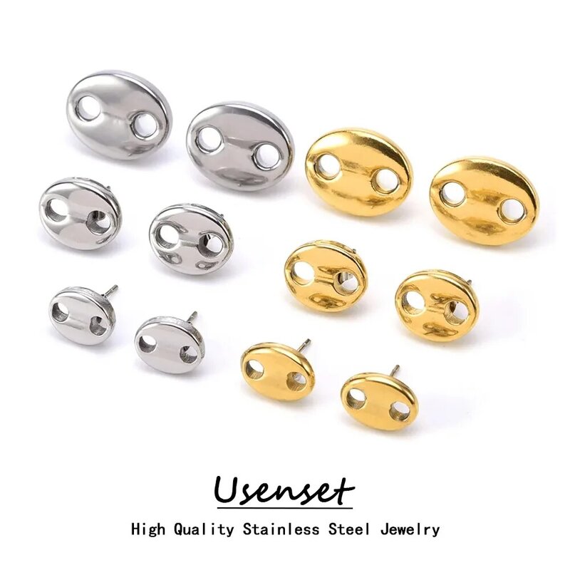 USENSET Coffee Bean Ear Studs Stainless Steel Earrings For Women Girls Fashion Jewelry Gifts Prevent Allergy