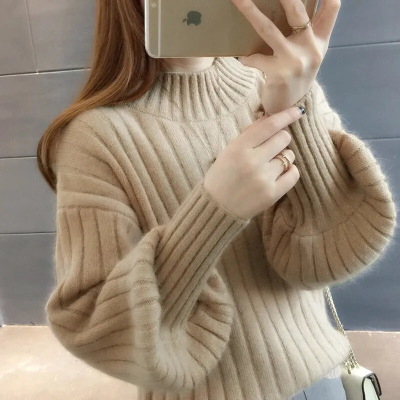 2023 nowy jesienno-zimowy damski sweter z dzianiny z kwiatowym haftem koreański sweter swetry z długim rękawem