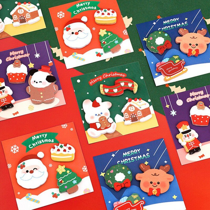 Kawaii Natal Notepad Adesivo, Desenhos Animados Sticky Notes, Memo Pad, Papelaria, Escritório, Material Escolar