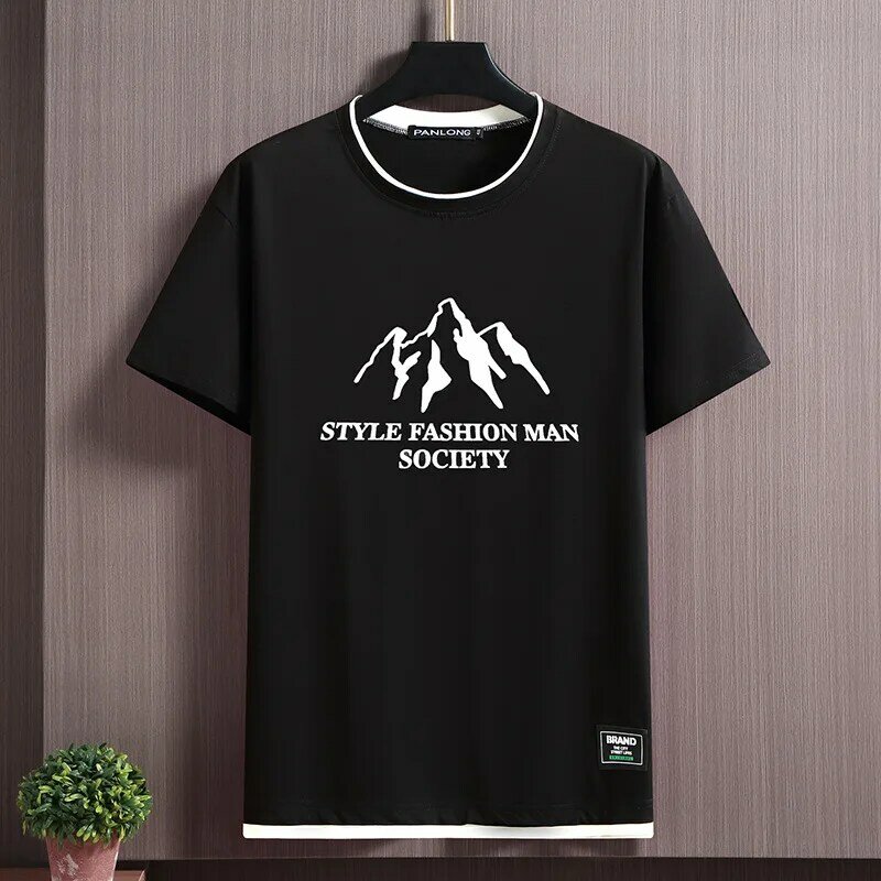 남성용 플러스 사이즈 오버사이즈 티셔츠, 2022 여름 반팔 티셔츠, 캐주얼 프린트 상의, 남성 모달 티, 패션 11XL