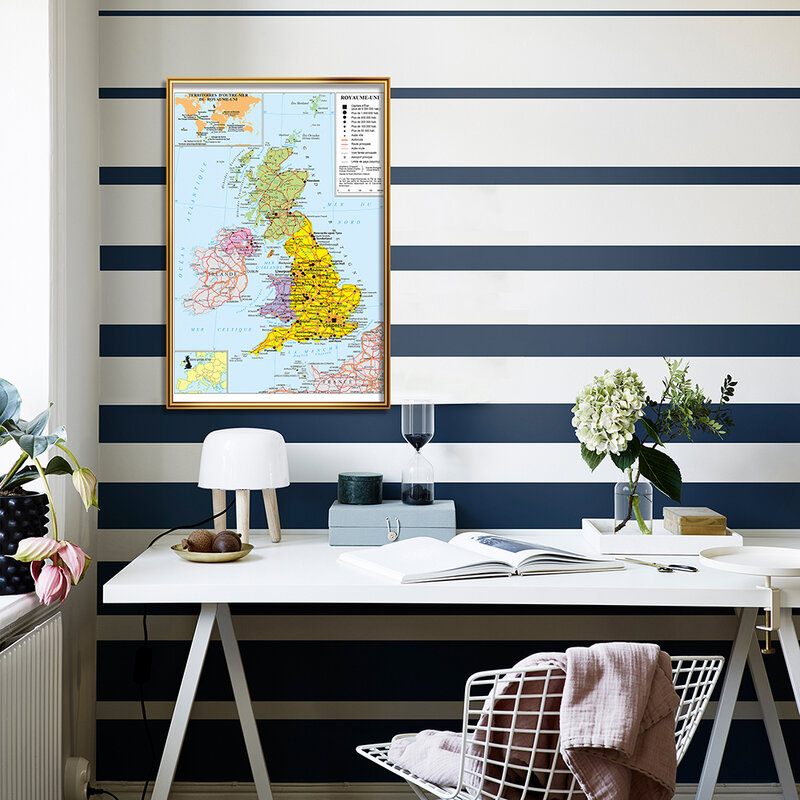 Mapa de ruta de tráfico del Reino Unido, póster de pared francés, lienzo, pintura, suministros escolares, decoración del hogar, 42x59cm